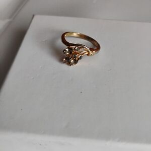Elegant Vintage Style Gold Tone Ring with Crystal Accents
